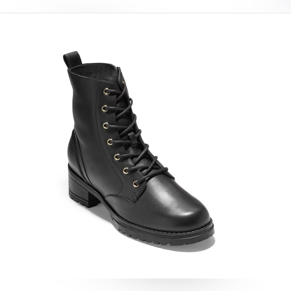 Cole Haan Black Lace-Up Ankle Booties